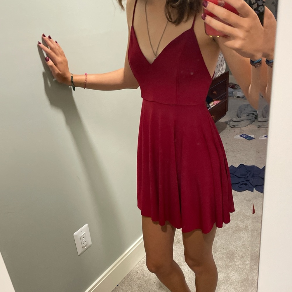 Elegant Red Spaghetti Strap Dress